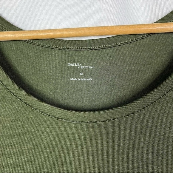 Daily Ritual Hunter Green Crewneck Short Sleeve Maxi Dress M - Picture 5 of 5
